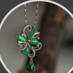 Certified Genuine Grade A Jadeite Pendant in 10K White Gold